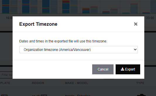 Dashboard Export Timezone